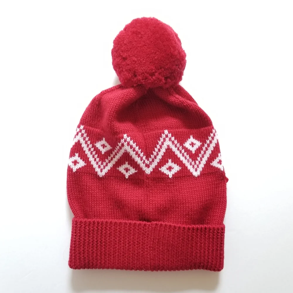 Dolce & Gabbana Kids Knit Wool Applique Pom Pom Beanie Red Size M Medium…